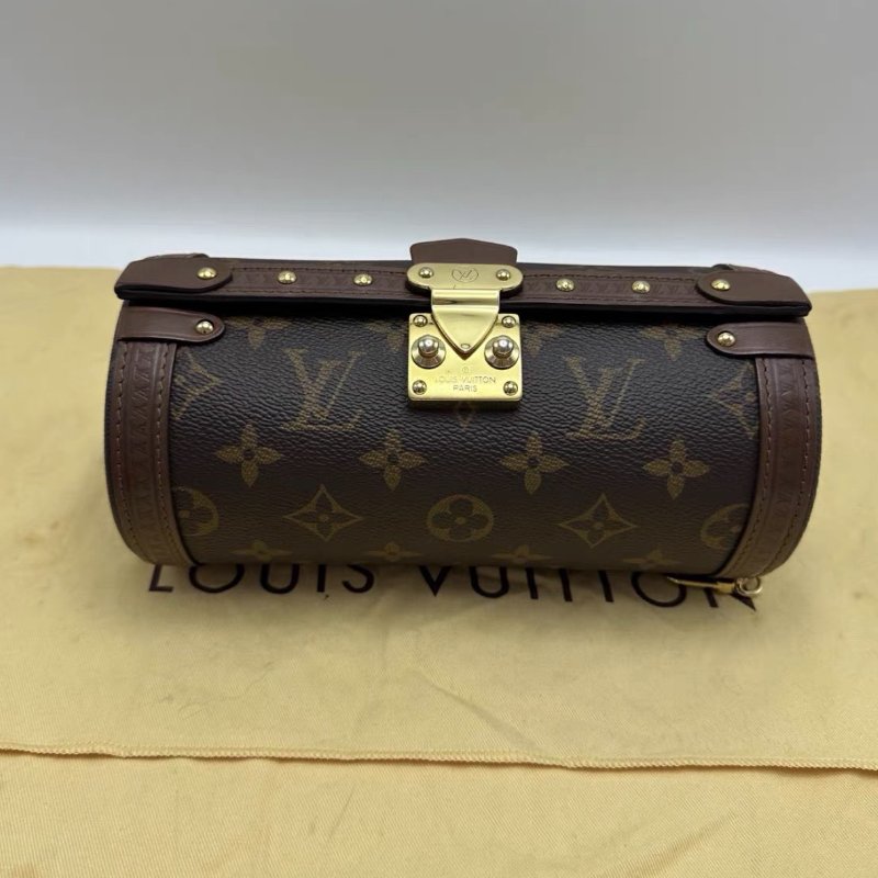 LV PAPILLONTRUNK老花圓筒肩背斜背包20*9*9 98新配件塵袋-2