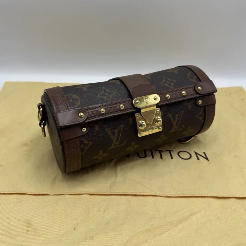 LV PAPILLONTRUNK老花圓筒肩背斜背包20*9*9 98新配件塵袋-5