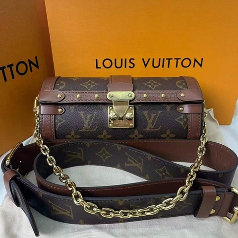 LV PAPILLONTRUNK老花圓筒肩背斜背包20*9*9 99新配件塵袋