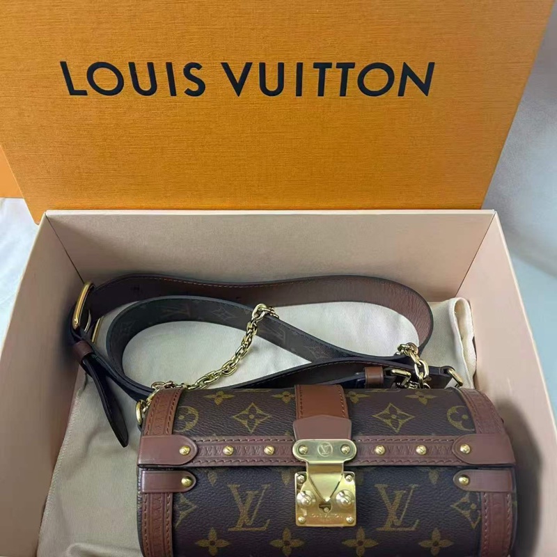 LV PAPILLONTRUNK老花圓筒肩背斜背包20*9*9 99新配件塵袋-1