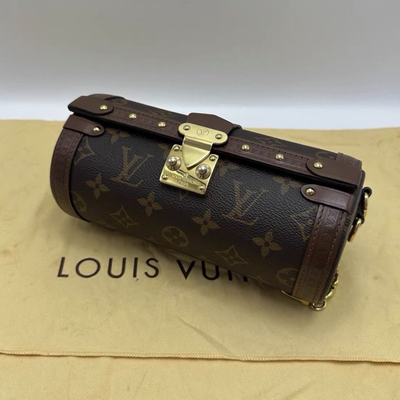 LV PAPILLONTRUNK老花圓筒肩背斜背包20*9*9 98新配件塵袋-1