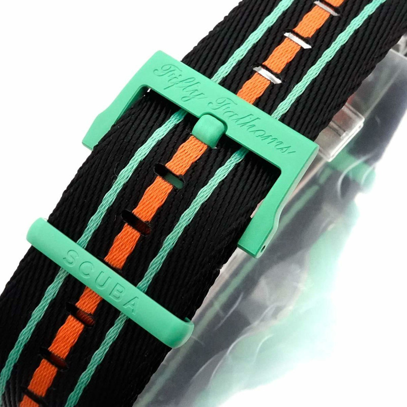 Swatch Blancpain x Fifty Fathoms Pacific Ocean SO35I100 男士腕錶帶日期顯示,綠色,自動機芯-7