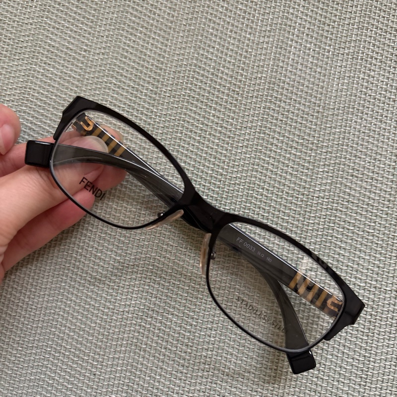 Fendi 黑色不鏽鋼光學鏡架-0