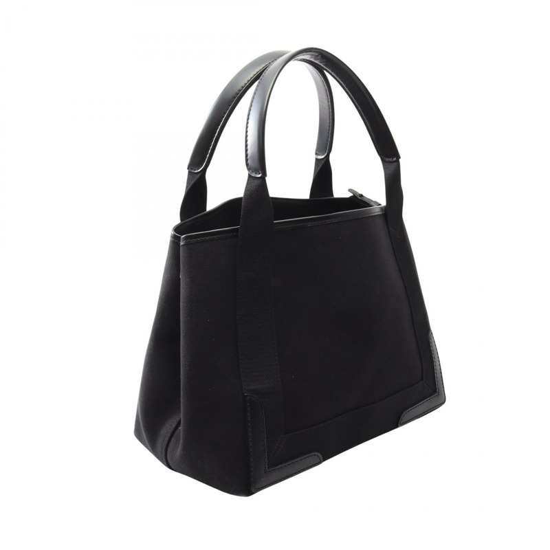 BALENCIAGA NAVY CABAS S 手提包 帆布 皮革 黑色 二手 女款-1