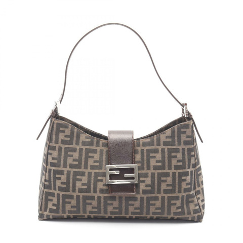 FENDI Zucca 肩背包 0916115991 帆布 皮革 棕色 黑色 二手 女士