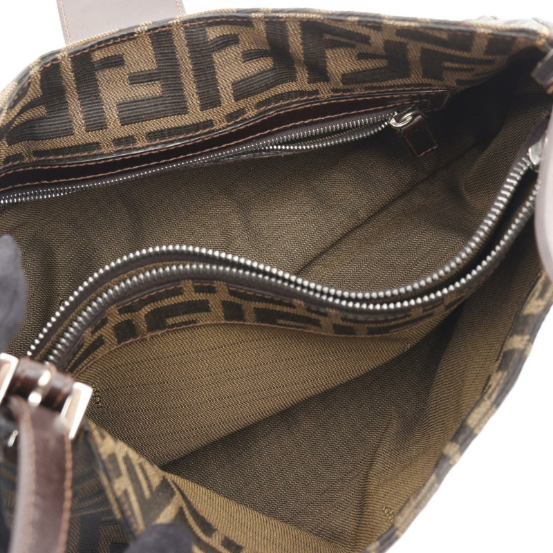 FENDI Zucca 肩背包 0916115991 帆布 皮革 棕色 黑色 二手 女士-2