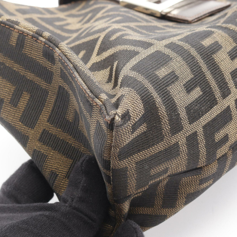 FENDI Zucca 肩背包 0916115991 帆布 皮革 棕色 黑色 二手 女士-5