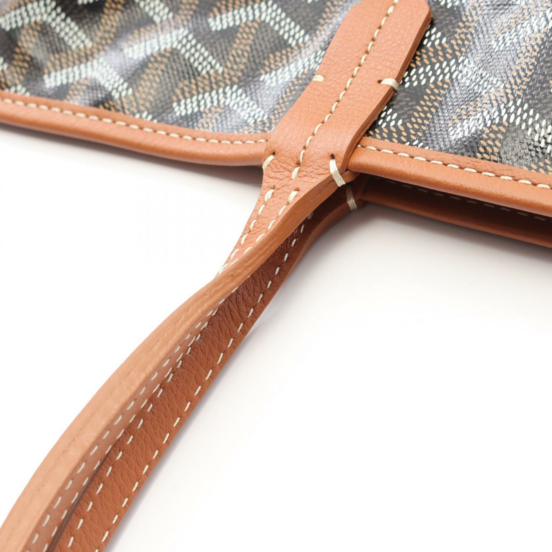 GOYARD Saint Louis PM 手提包 帆布 皮革 黑色 天然 二手 女士-5