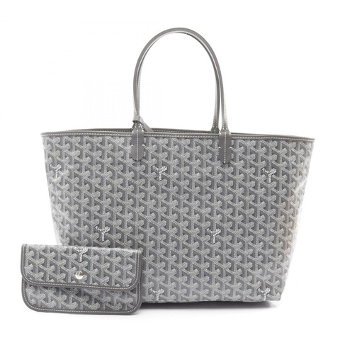 GOYARD Saint Louis PM 手提包 單肩包 帆布 皮革 灰色 白色 二手 女士