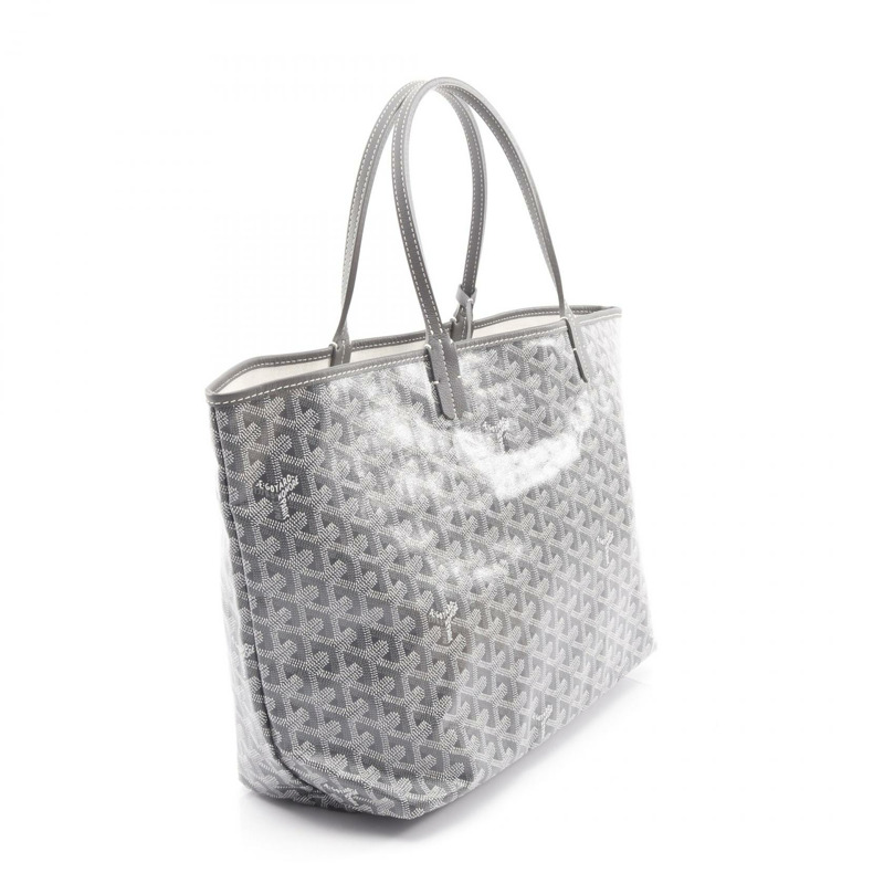 GOYARD Saint Louis PM 手提包 單肩包 帆布 皮革 灰色 白色 二手 女士-1