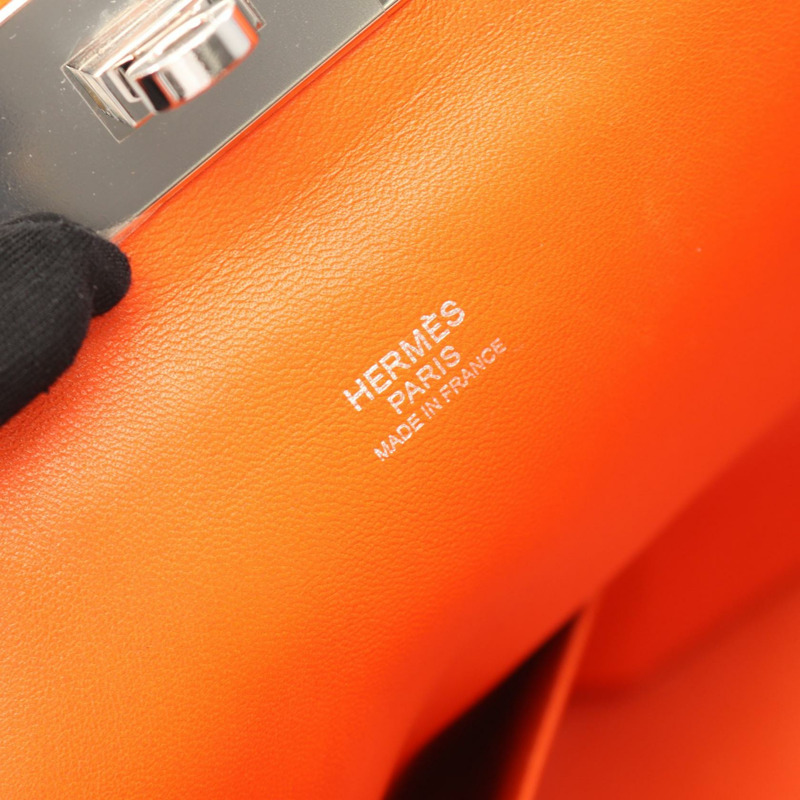 HERMES Toolbox 26 單肩包 T Evercolor 皮革 橙色罌粟花 二手 SHW-3