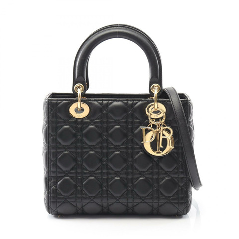 Christian Dior LADY DIOR Cannage 單肩包 手提包 皮革 黑色 二手 女士