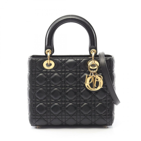 Christian Dior LADY DIOR Cannage 單肩包 手提包 皮革 黑色 二手 女士