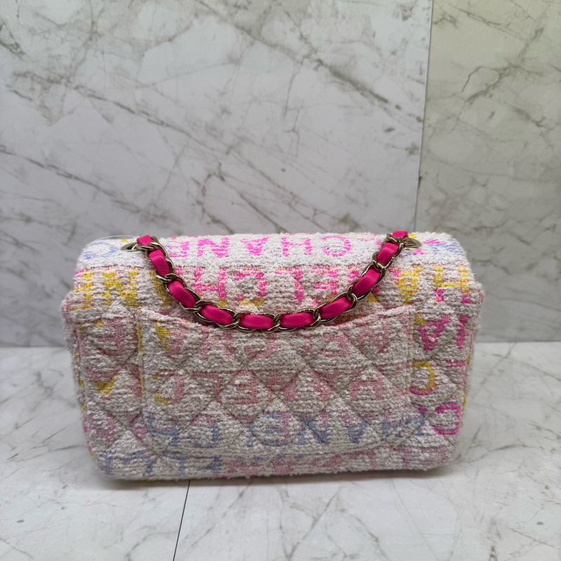 Chanel mini coco粉白毛呢+粉琺瑯-2