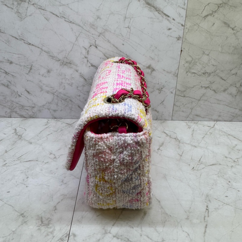 Chanel mini coco粉白毛呢+粉琺瑯-3