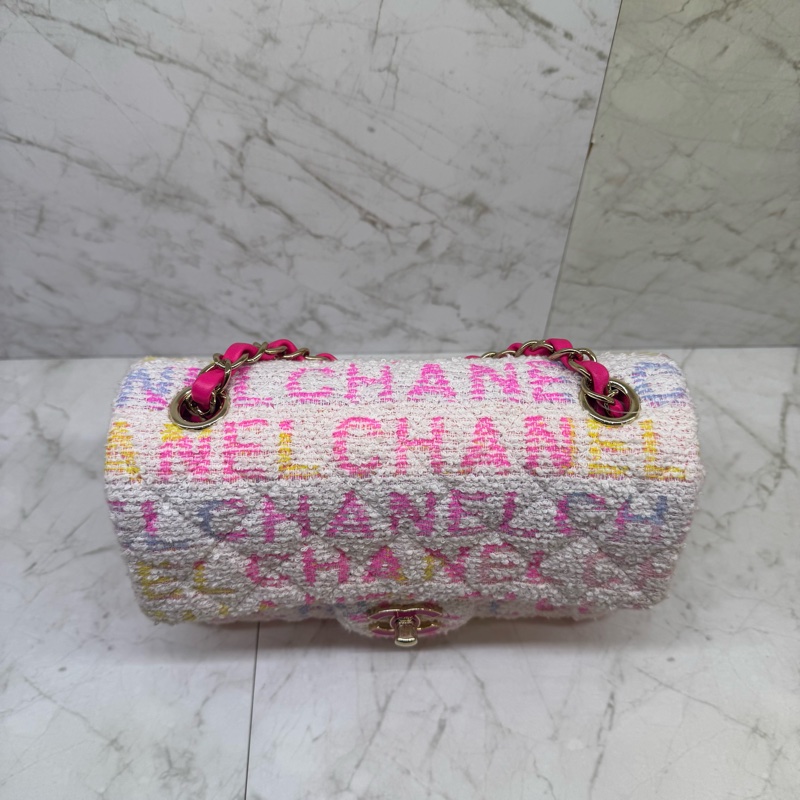 Chanel mini coco粉白毛呢+粉琺瑯-4