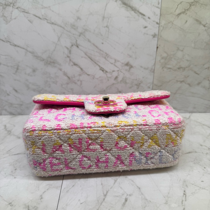 Chanel mini coco粉白毛呢+粉琺瑯-5