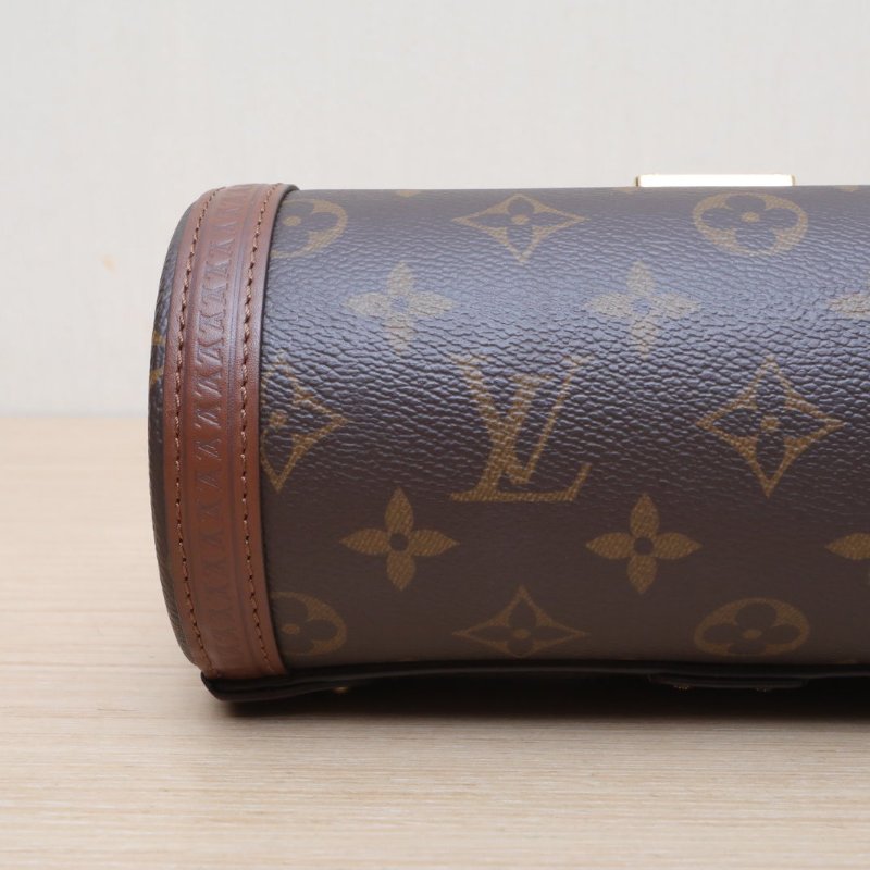 LOUIS VUITTON PAPILLON巴比龍TRUNK鏈條圓桶包老花PVC晶片巴比倫斜挎包肩背包-2