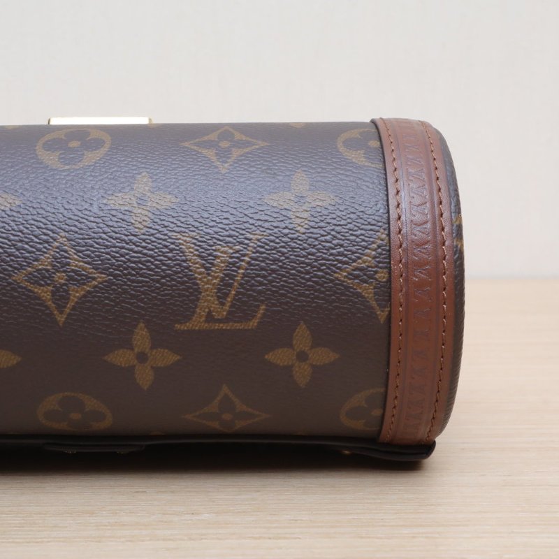 LOUIS VUITTON PAPILLON巴比龍TRUNK鏈條圓桶包老花PVC晶片巴比倫斜挎包肩背包-3