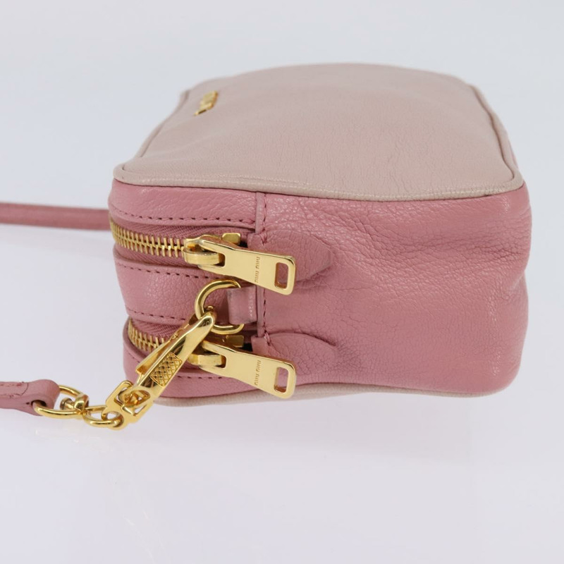 【日本直送】Miu Miu Madras 單肩包 皮革 粉紅金 正品 gh914-2