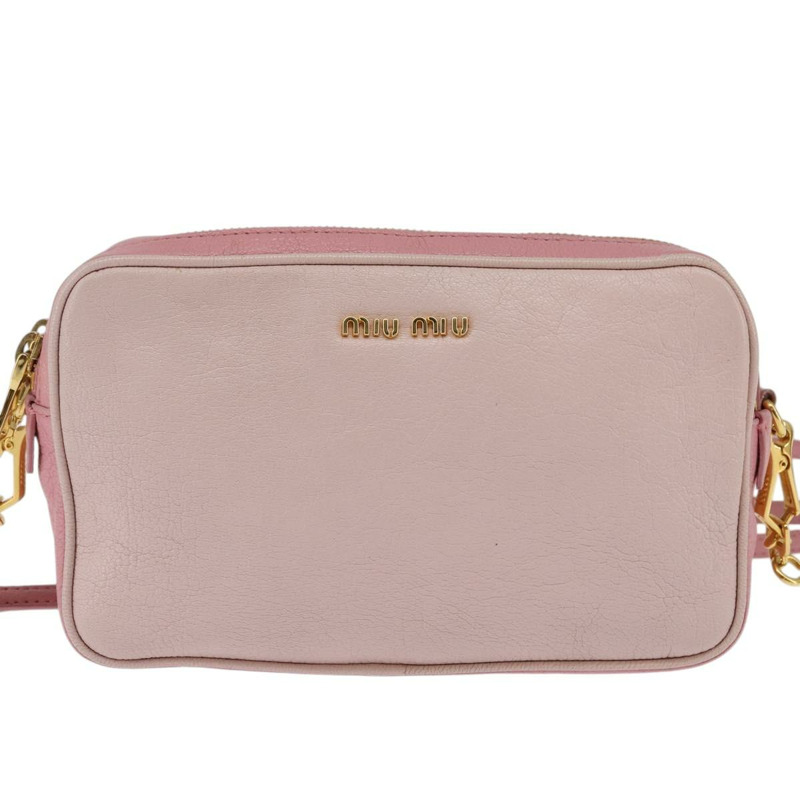 【日本直送】Miu Miu Madras 單肩包 皮革 粉紅金 正品 gh914-12