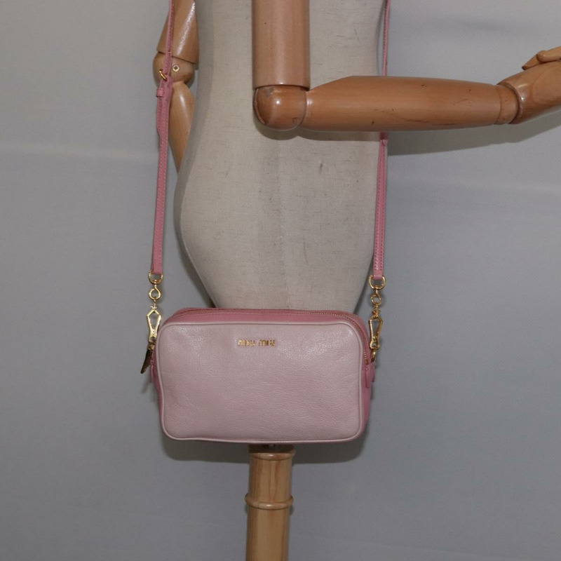【日本直送】Miu Miu Madras 單肩包 皮革 粉紅金 正品 gh914-23