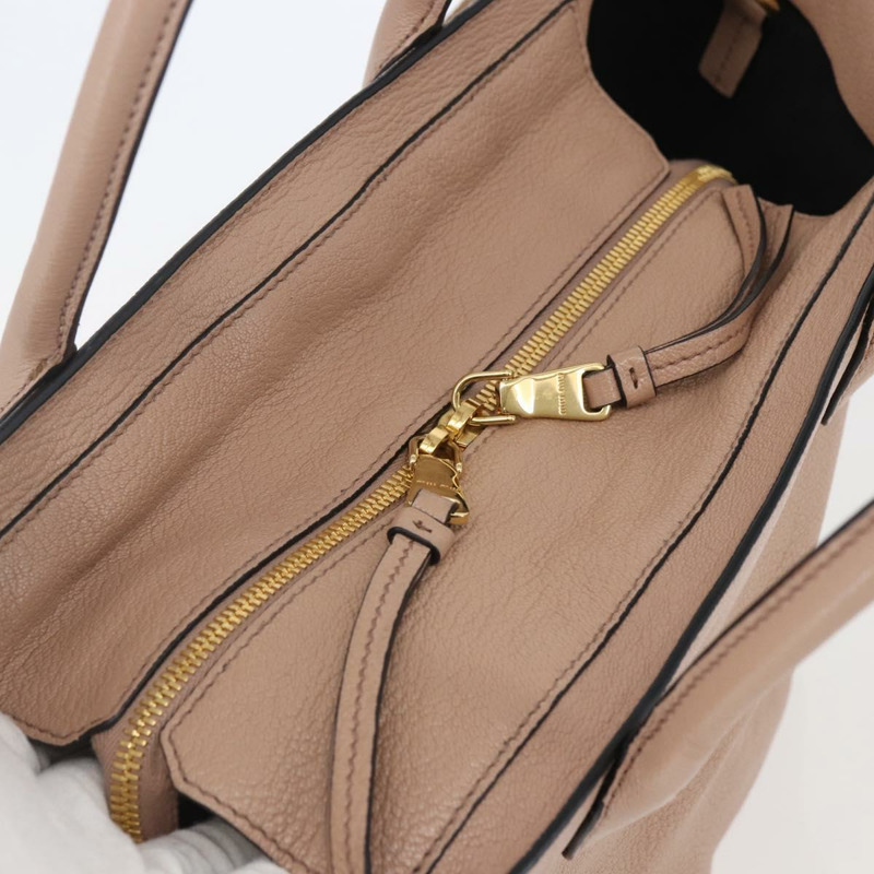 【日本直送】Miu Miu 手提包 皮革 2 向 米色 金色 正品 gh800-5