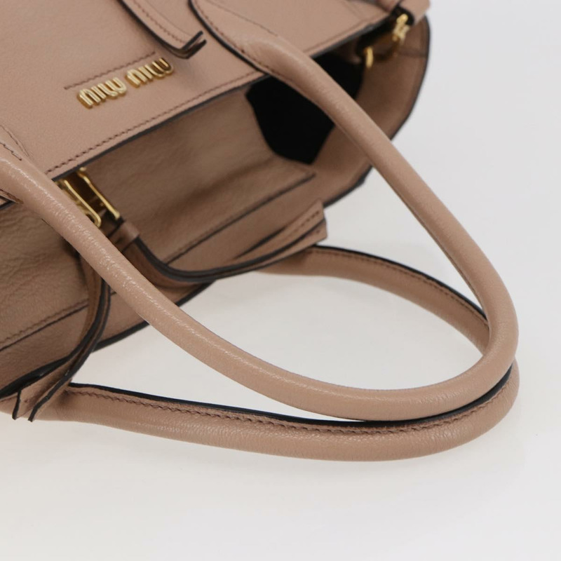 【日本直送】Miu Miu 手提包 皮革 2 向 米色 金色 正品 gh800-6