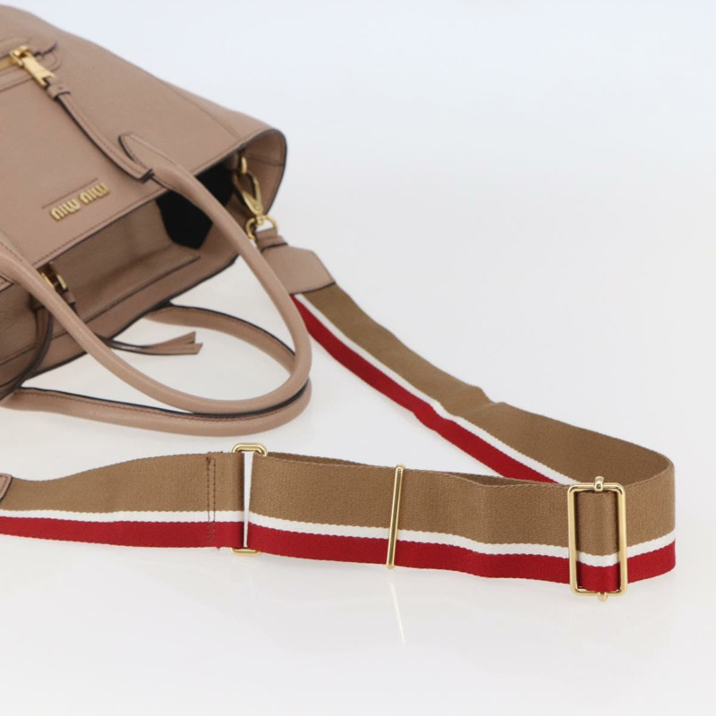 【日本直送】Miu Miu 手提包 皮革 2 向 米色 金色 正品 gh800-8