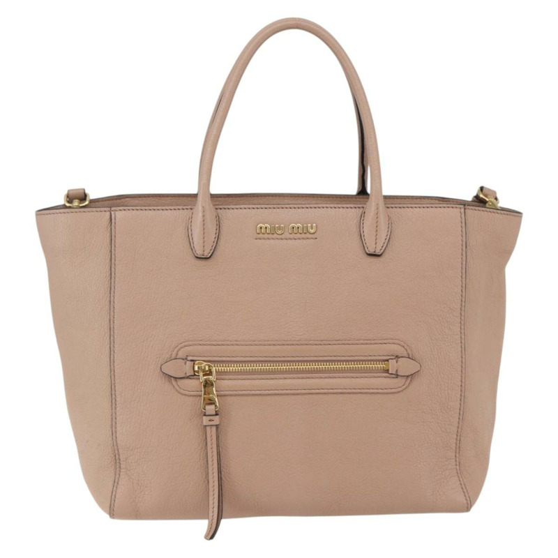 【日本直送】Miu Miu 手提包 皮革 2 向 米色 金色 正品 gh800-12
