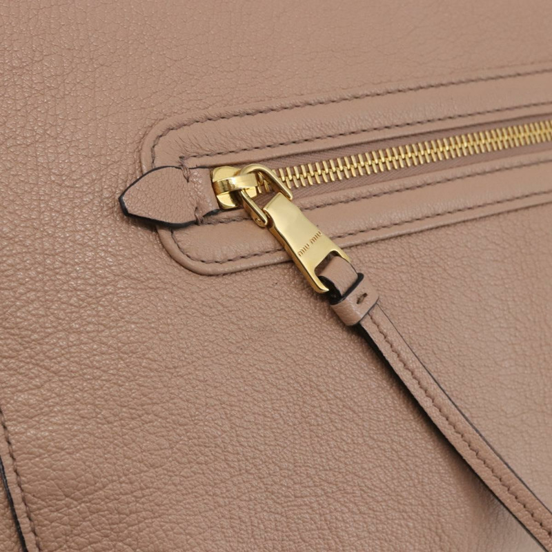 【日本直送】Miu Miu 手提包 皮革 2 向 米色 金色 正品 gh800-17
