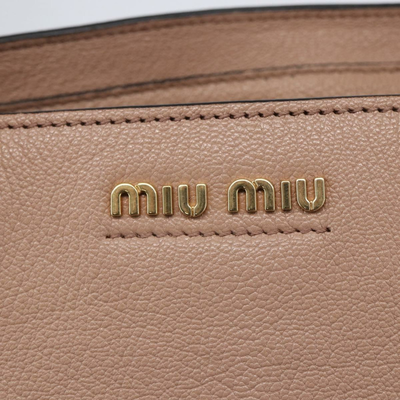 【日本直送】Miu Miu 手提包 皮革 2 向 米色 金色 正品 gh800-18