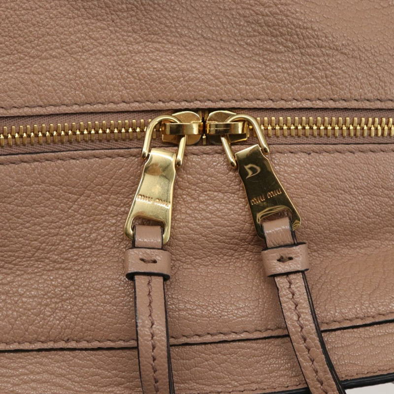 【日本直送】Miu Miu 手提包 皮革 2 向 米色 金色 正品 gh800-19