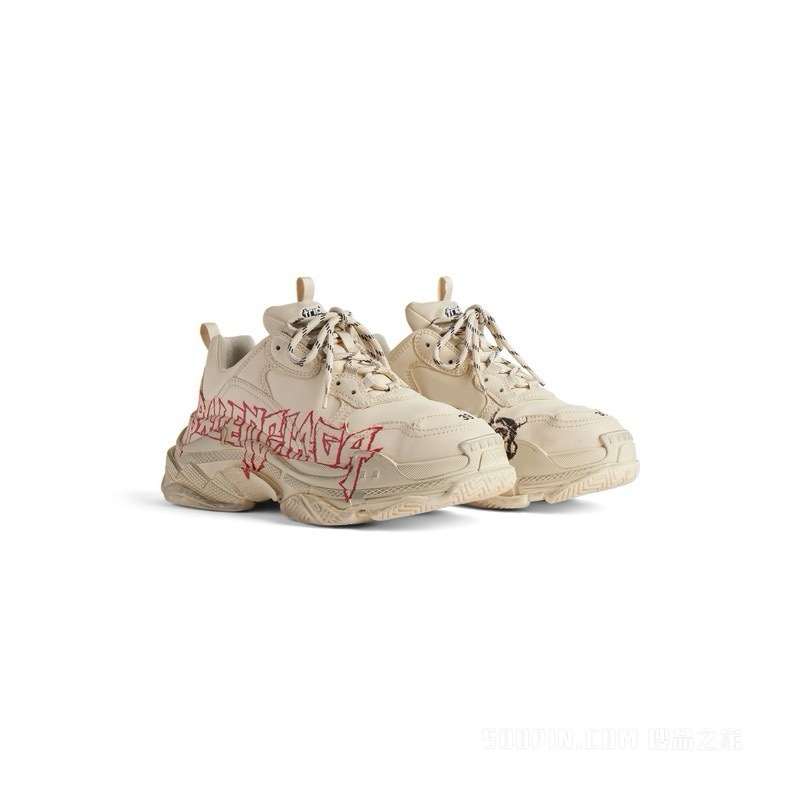 balenciaga triple s diy metal white red-7
