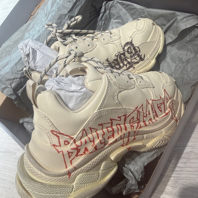 balenciaga triple s diy metal white red-11