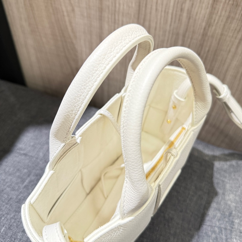 極新 BV Candy Arco 白色大格全皮編織手提包 斜背包-8
