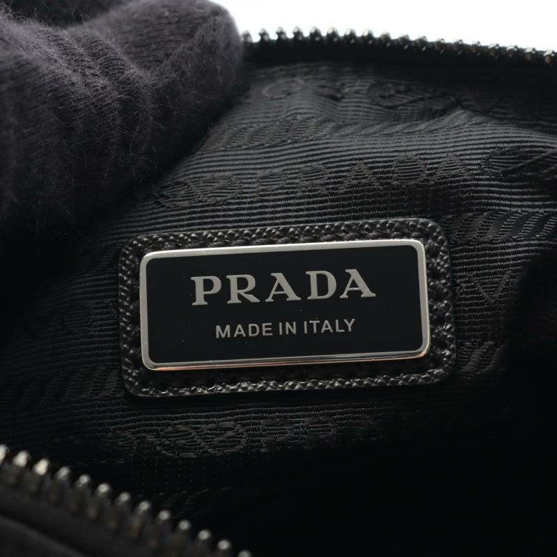 PRADA TESSUT 再生尼龍斜背包 2VH113 Saffiano 皮革 黑色 二手-3