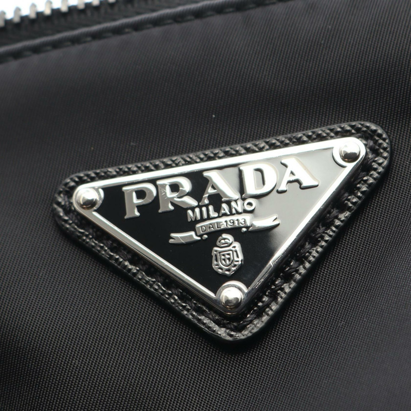 PRADA TESSUT 再生尼龍斜背包 2VH113 Saffiano 皮革 黑色 二手-6