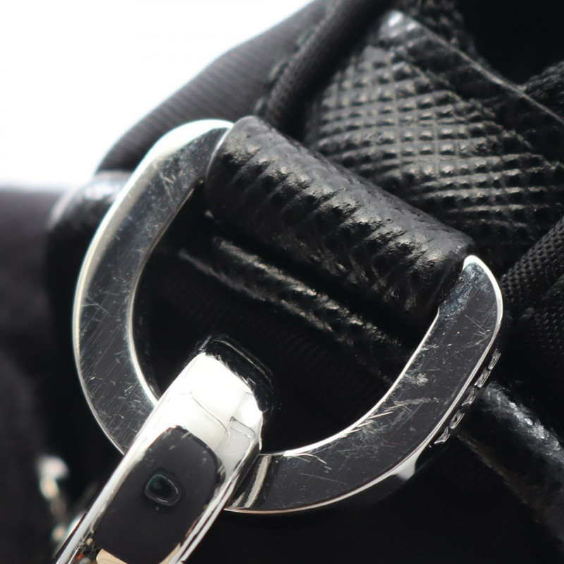 PRADA TESSUT 再生尼龍斜背包 2VH113 Saffiano 皮革 黑色 二手-7