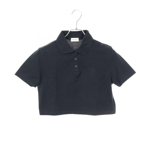SAINT LAURENT PARIS Polo 衫 686218 棉質海軍藍 S 碼 二手女款
