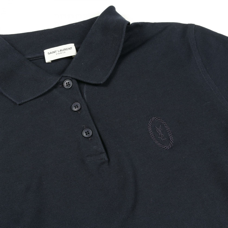 SAINT LAURENT PARIS Polo 衫 686218 棉質海軍藍 S 碼 二手女款-7