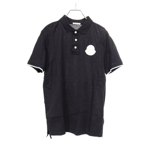MONCLER 橡膠標誌 Polo 衫 8A72400 棉質海軍藍 S 碼 二手男式