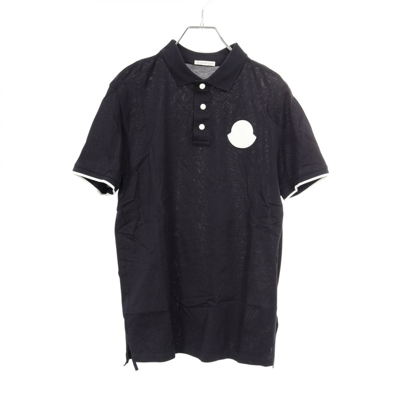 MONCLER 橡膠標誌 Polo 衫 8A72400 棉質海軍藍 S 碼 二手男式-0