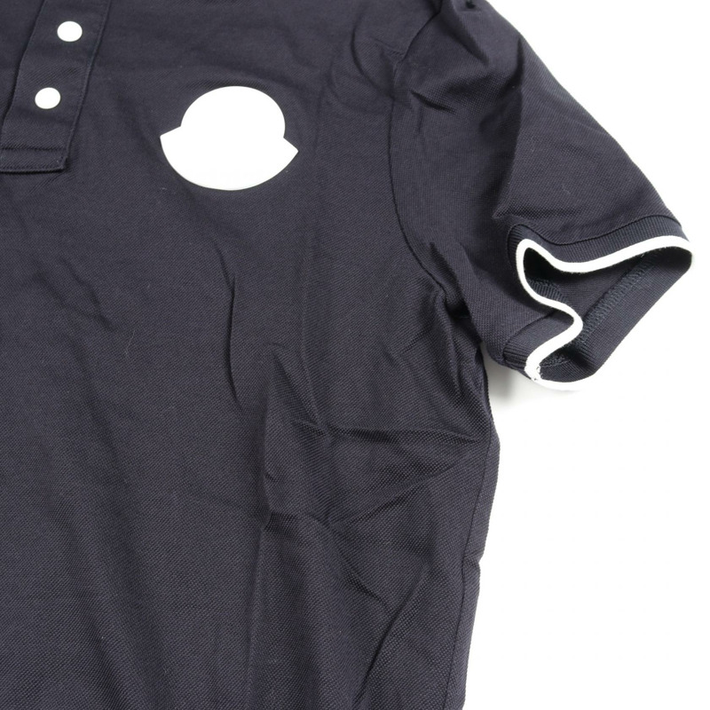 MONCLER 橡膠標誌 Polo 衫 8A72400 棉質海軍藍 S 碼 二手男式-11