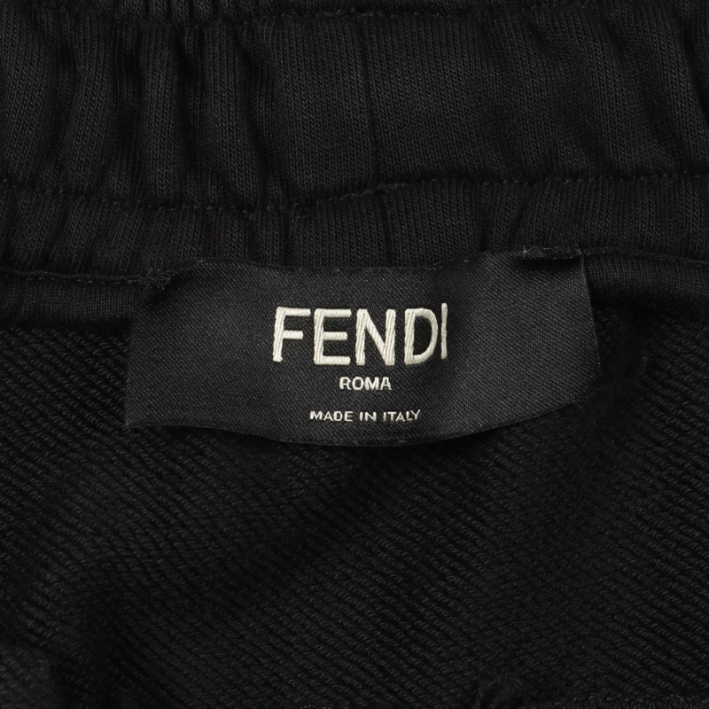 FENDI FF 標誌側條紋短運動褲 棉質 黑棕色 #44 二手男款-2