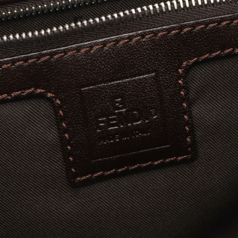 FENDI Zucca 肩背包帆布皮革棕色卡其色二手女式-3