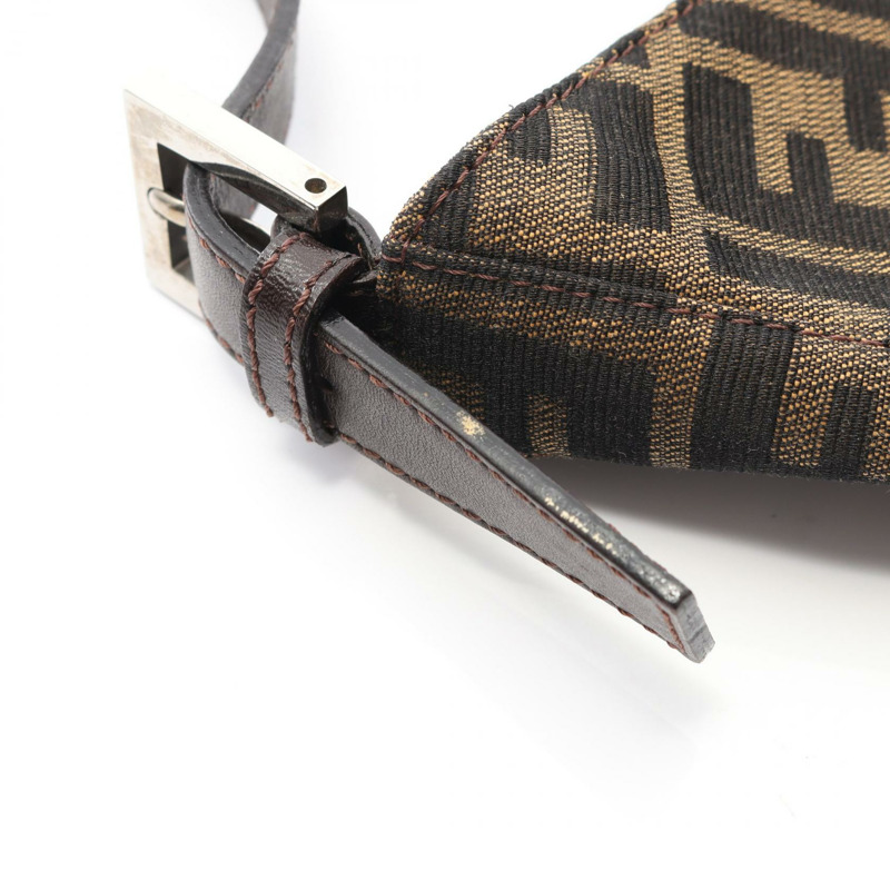 FENDI Zucca 肩背包帆布皮革棕色卡其色二手女式-7