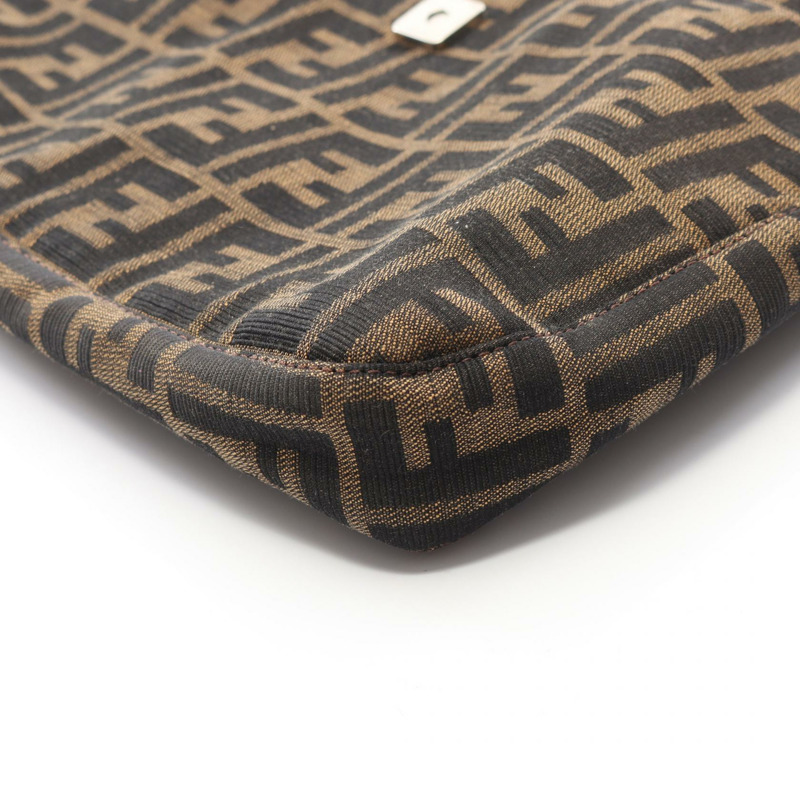 FENDI Zucca 肩背包帆布皮革棕色卡其色二手女式-8