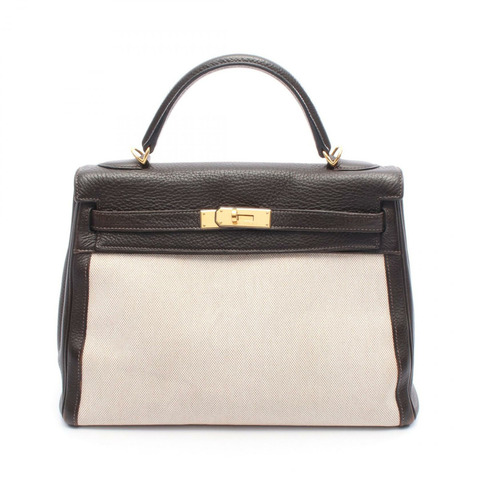 HERMES Kelly 32 單肩包 K 內縫 Toile H Togo Ecru 二手 GHW