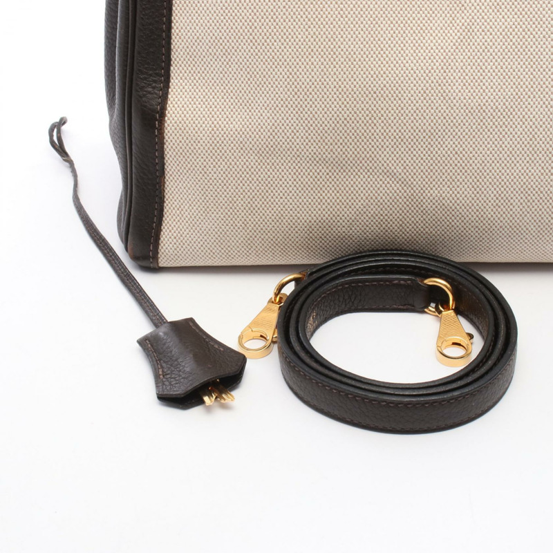 HERMES Kelly 32 單肩包 K 內縫 Toile H Togo Ecru 二手 GHW-5